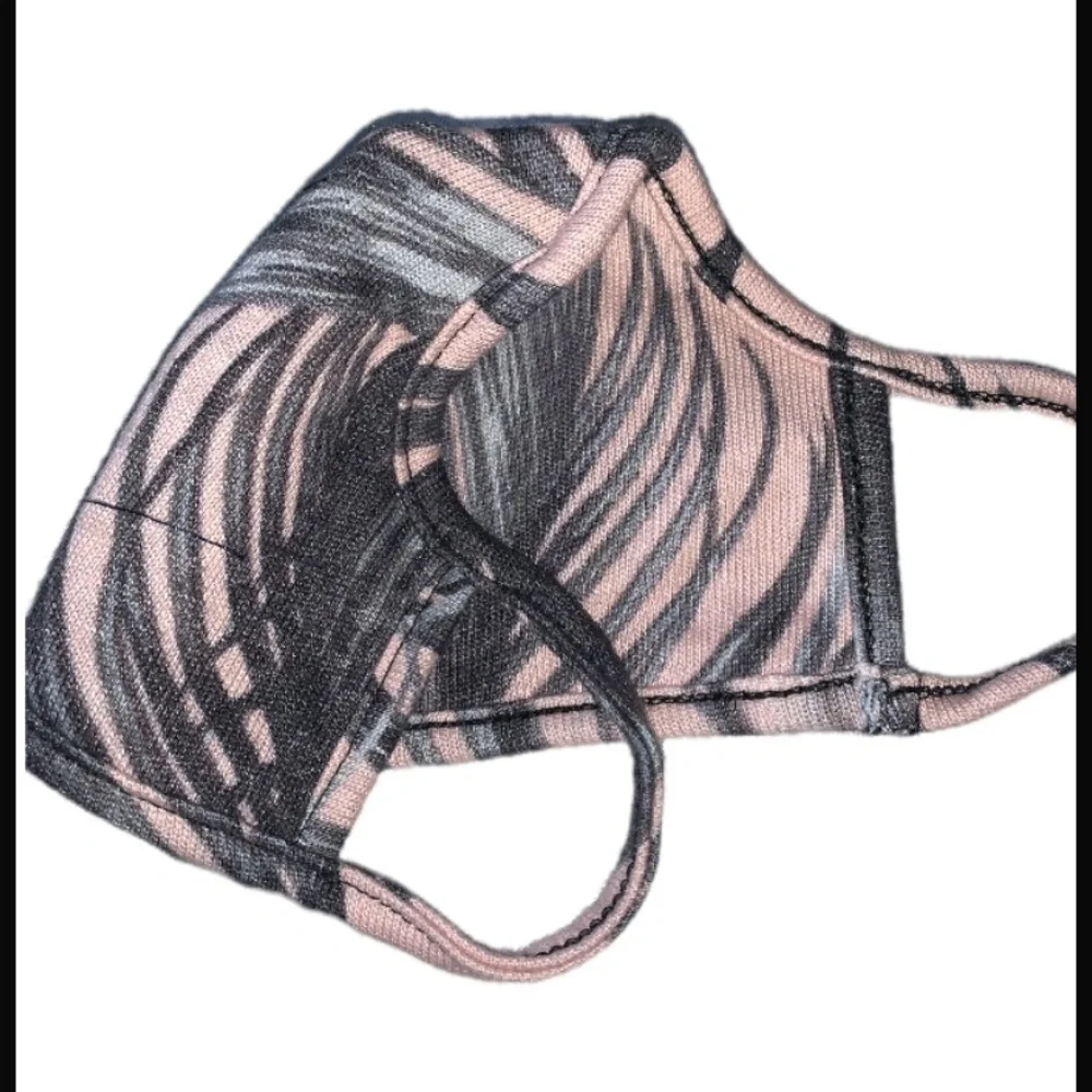 Pink and green leaf reversible face mask